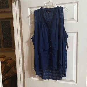 Heart Soul Navy Sleeveless Blouse 3X